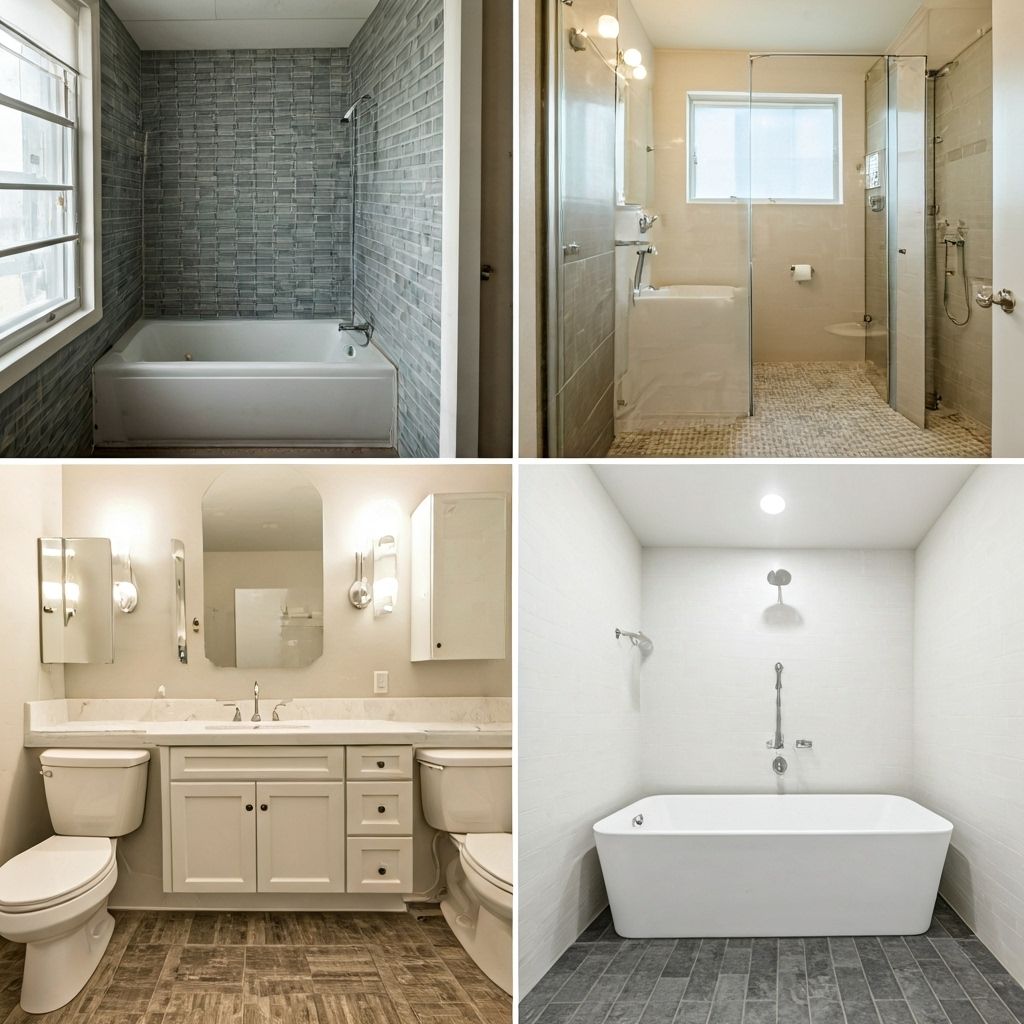 Bathroom renovation showing before and after transformation