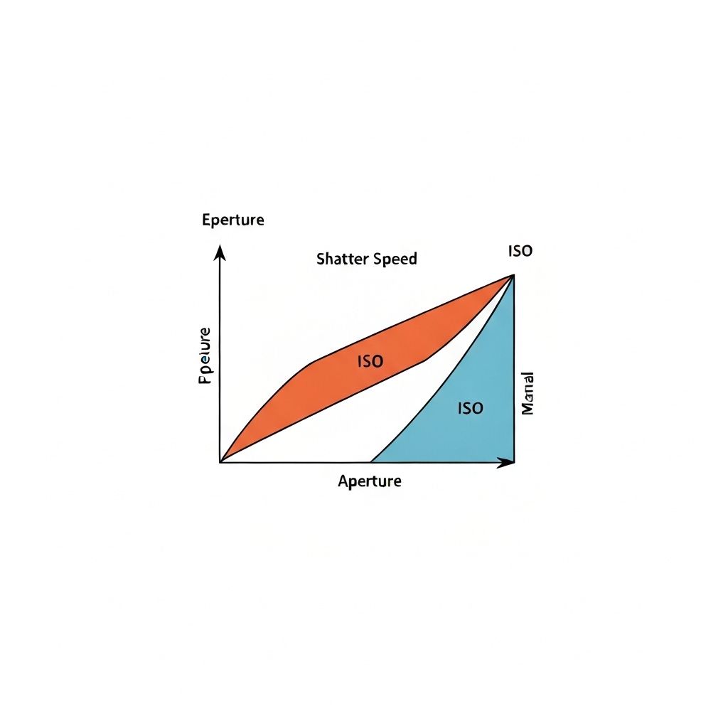 Diagram of the exposure triangle (aperture, shutter speed, ISO)