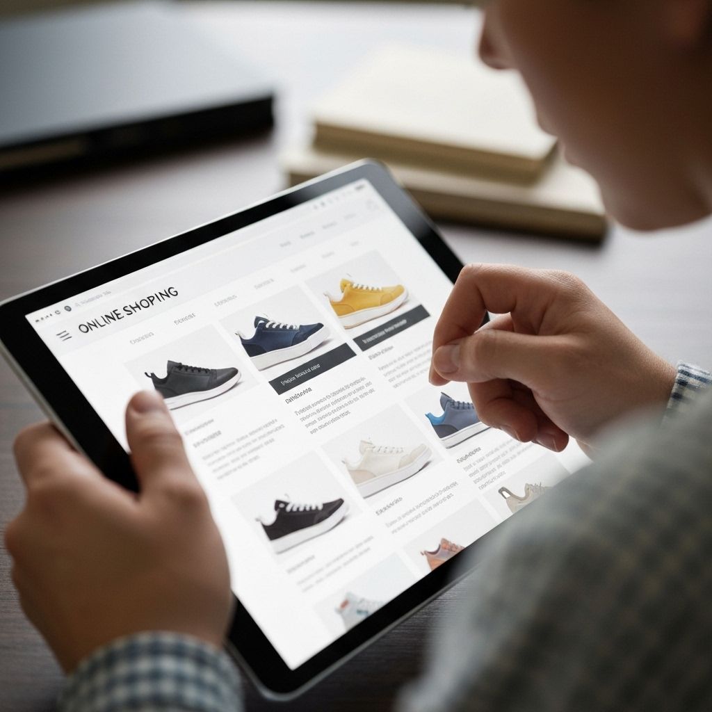 Person shopping for shoes online