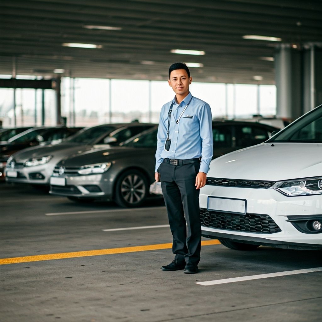 Professional valet parking service at airport